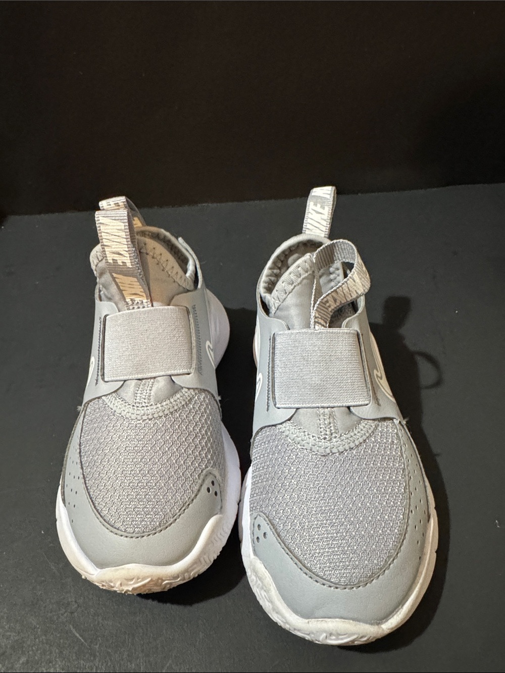 Nike Kids Gray Slip-On Mesh Sneakers with Elastic Strap